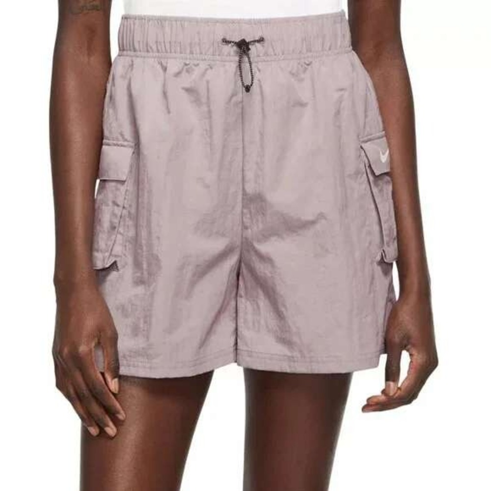 Nike Woven Shorts Cargo Pockets Drawstring High Rise Lined Pink Womens XL NWT